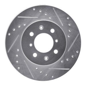Nissan APRio Brake Rotor (1) - Front Right - R1 Concepts - Drilled & Slotted - Silver - `02-`11